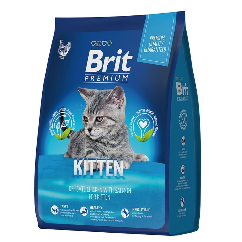 Brit Premium Cat Kitten полнорационный сухой корм для котят, с курицей корм для щенков мелких пород сухой brit premium by nature с курицей 3 кг