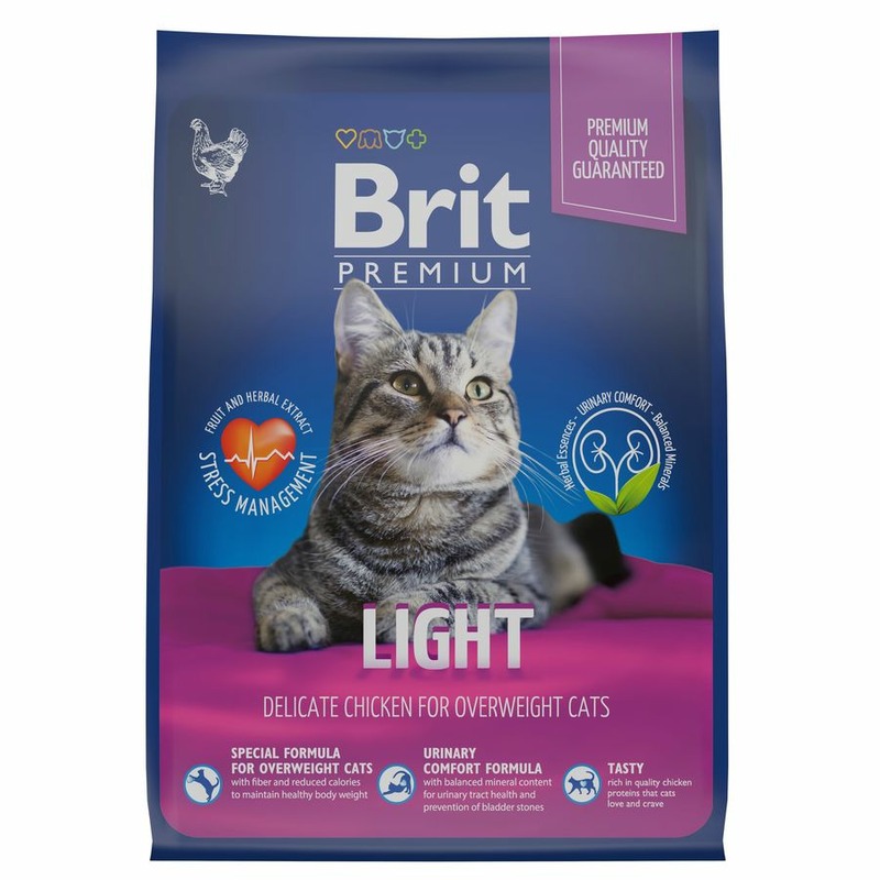 Brit Premium Cat Light полнорационный сухой корм для кошек с избыточным весом и склонностью к полноте, с курицей