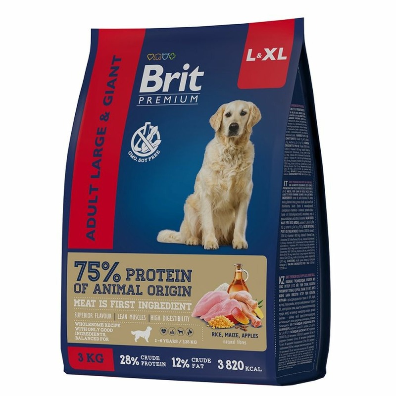 Brit Premium Dog Adult Large and Giant полнорационный сухой корм для собак крупных и гигантских пород, с курицей - 3 кг, размер Породы крупного размера 5049998 - фото 1