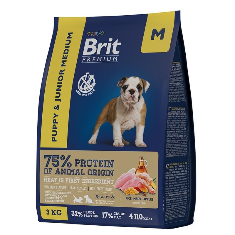 Brit Premium Dog Puppy and Junior Medium полнорационный сухой корм для щенков средних пород, с курицей корм для молодых собак мелких пород brit premium 1 кг