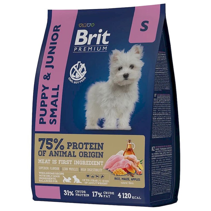 Brit Premium Dog Puppy and Junior Small полнорационный сухой корм для щенков мелких пород, с курицей - 1 кг 45048
