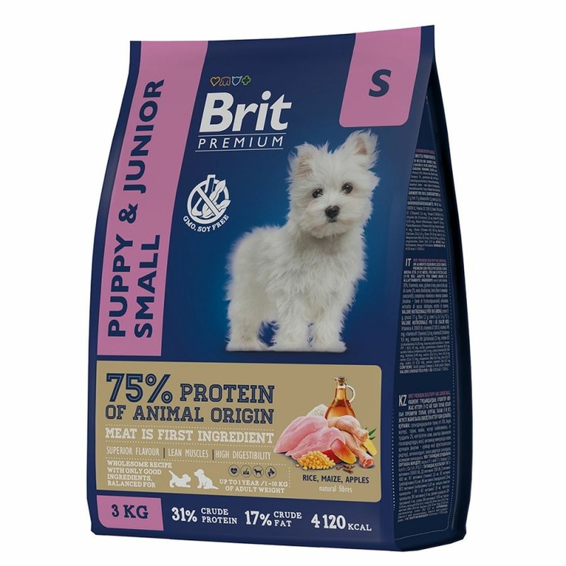 Brit Premium Dog Puppy and Junior Small полнорационный сухой корм для щенков мелких пород, с курицей - 3 кг корм для щенков мелких пород сухой brit premium by nature с курицей 3 кг