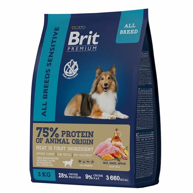 Brit Premium Dog Sensitive полнорационный сухой корм для собак с чувствительным пищеварением, с ягненком и индейкой - 3 кг brit premium dog sensitive полнорационный сухой корм для собак с чувствительным пищеварением с ягненком и индейкой 3 кг