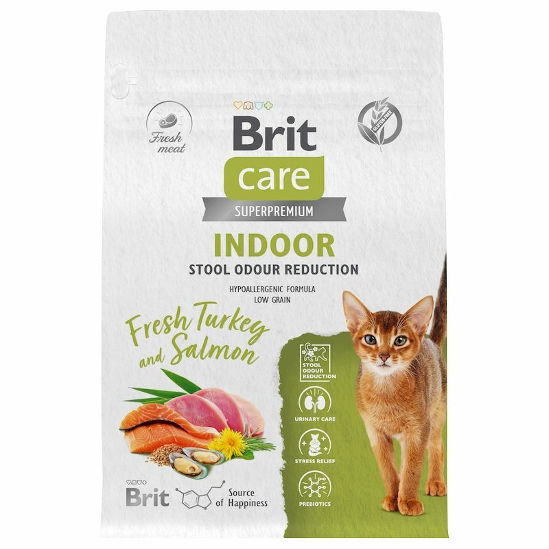Brit Сare Cat Indoor Stool Odour Reduction сухой корм для кошек, с индейкой и лососем - 0,4 кг корм сухой landor для взрослых кошек полнорационный для шерсти и здоровья кожи c индейкой и лососем 2кг