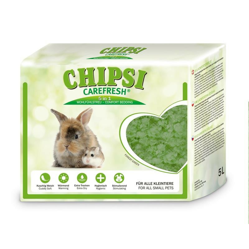 CareFresh Chipsi Forest Green целлюлозный наполнитель для мелких домашних животных и птиц 5 л carefresh carefresh бумажный наполнитель подстилка для мелких домашних животных и птиц белый 10 л