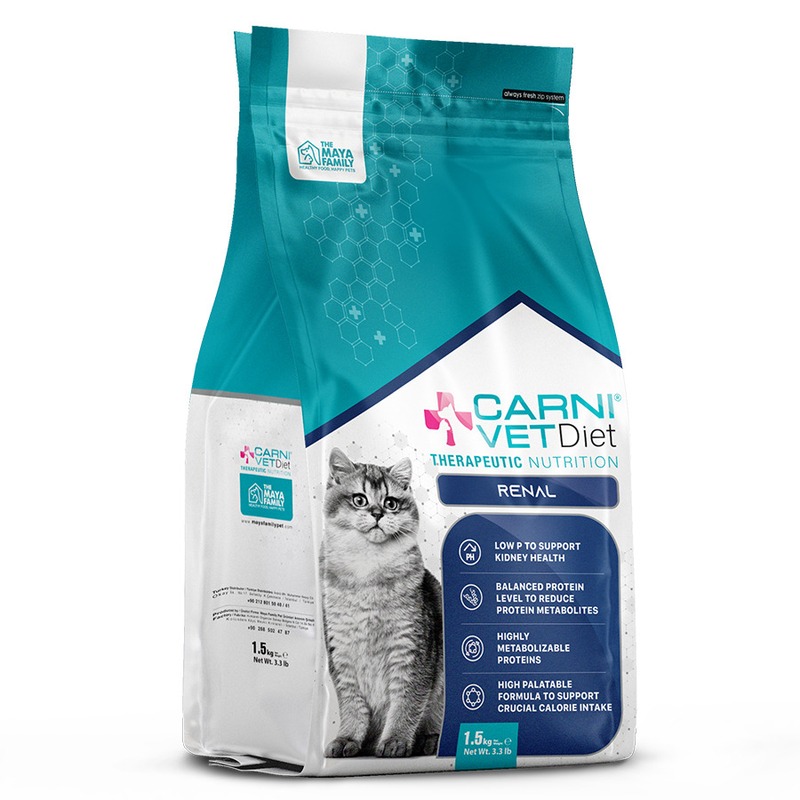 Carni Vet Diet Cat Renal сухой корм для кошек при хронической почечной недостаточности, поддержание здоровья почек, диетический, с курицей - 1,5 кг