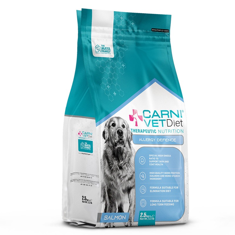 Carni Vet Diet Dog Allergy Defense сухой корм для собак при аллергии, здоровая кожа и шерсть, диетический, с лососем - 2,5 кг, размер Для всех пород CARVD-106.4601 - фото 1