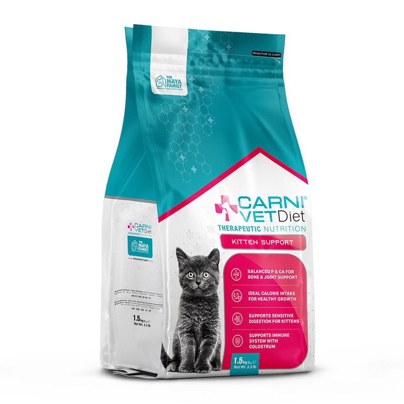цена Carni Vet Diet Kitten Support сухой корм для котят с нарушением развития и проблемами пищеварения, диетический, с курицей - 1,5 кг