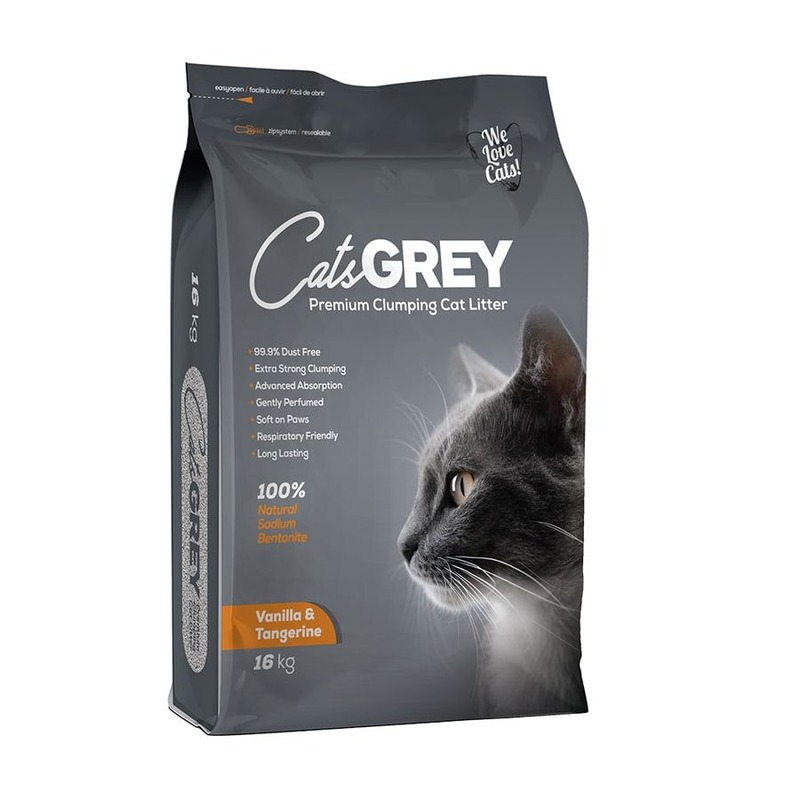 Cats Grey Vanilla & Tangerine наполнитель для кошек, комкующийся, с ароматом ванили и танжерина - 16 кг
