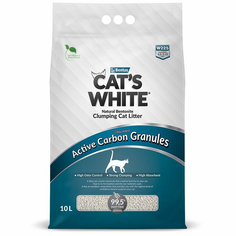 Cats White Active Carbon Granules наполнитель для кошачьего туалета комкующийся с гранулами активированного угля - 10 л наполнитель комкующийся catmania carbon effect для кошачьего туалета с добавлением активированного угля