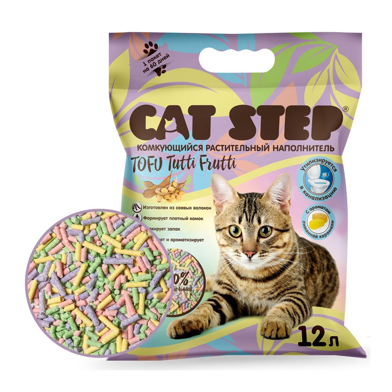 Cat Step Tofu Tutti Frutti наполнитель для кошек комкующийся растительный