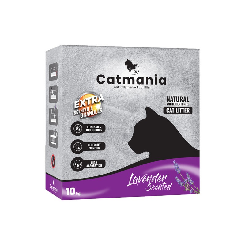 Наполнитель комкующийся Catmania Lavander для кошачьего туалета с ароматом лаванды, в коробке - 10 кг наполнитель комкующийся catmania lavander для кошачьего туалета с ароматом лаванды 10 л