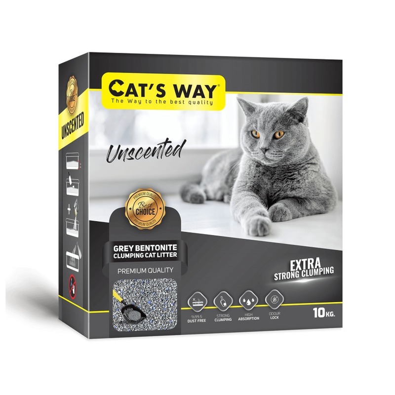 Наполнитель супер-комкующийся Cats way Box Sodium Grey Cat Litter для кошачьего туалета без запаха - 10 кг (коробка)