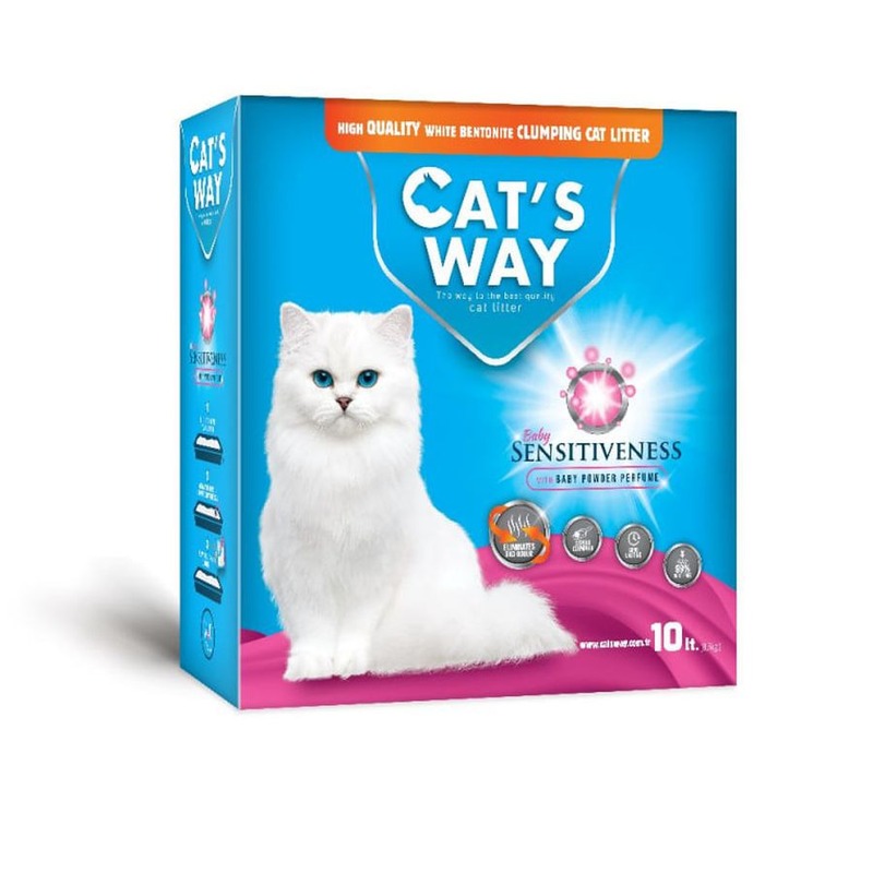 Cats way Box White Cat Litter With Babypowder наполнитель комкующийся для кошачьего туалета с ароматом детской присыпки (коробка) - 10 л повседневный супер премиум для всех возрастов Турция 1 уп. х 1 шт. х 10 кг