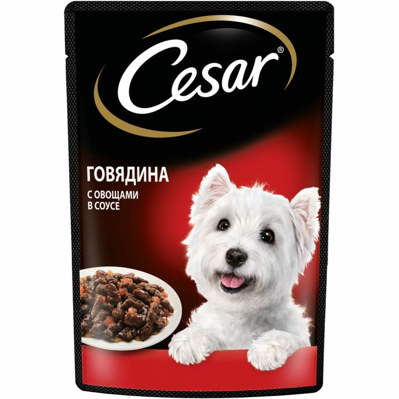 Cesar полнорационный влажный корм для собак, с говядиной и овощами, кусочки в соусе, в паучах - 85 г терра пёс влажный корм для собак с говядиной и овощами кусочки в соусе в паучах 100 г
