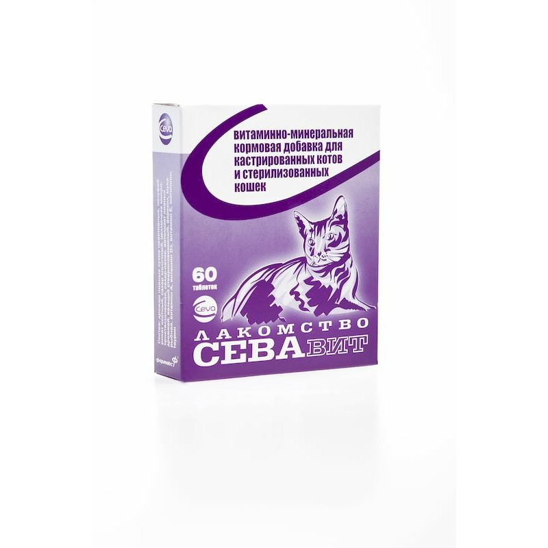 цена Ceva Севавит кормовая добавка для кастрированных котов и кошек - 60 таб.