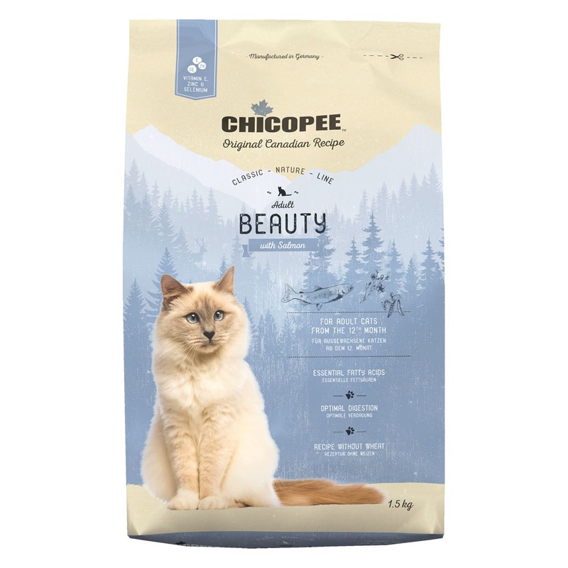 цена Chicopee CNL Cat Adult Beauty сухой корм для взрослых кошек с лососем - 1,5 кг