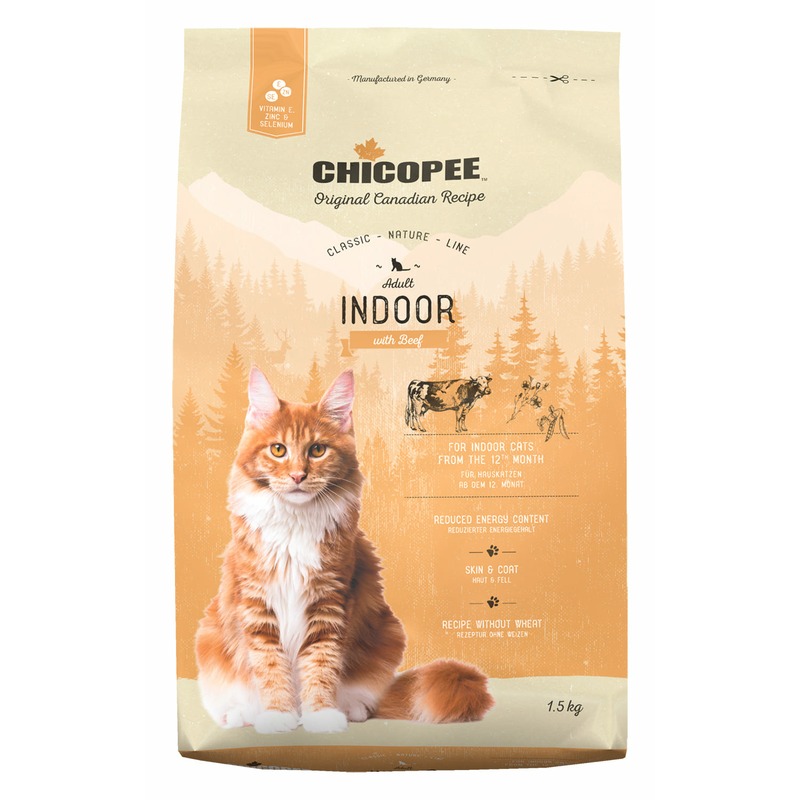 цена Chicopee CNL Cat Adult Indoor сухой корм для домашних кошек с говядиной - 1,5 кг