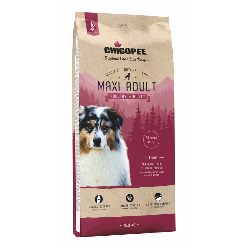 цена Chicopee CNL Maxi Adult Poultry & Millet корм для взрослых собак крупных пород с птицей и просом