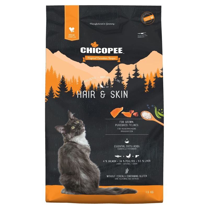 Chicopee HNL Cat Hair & Skin сухой корм для кошек для кожи и шерсти - 1,5 кг