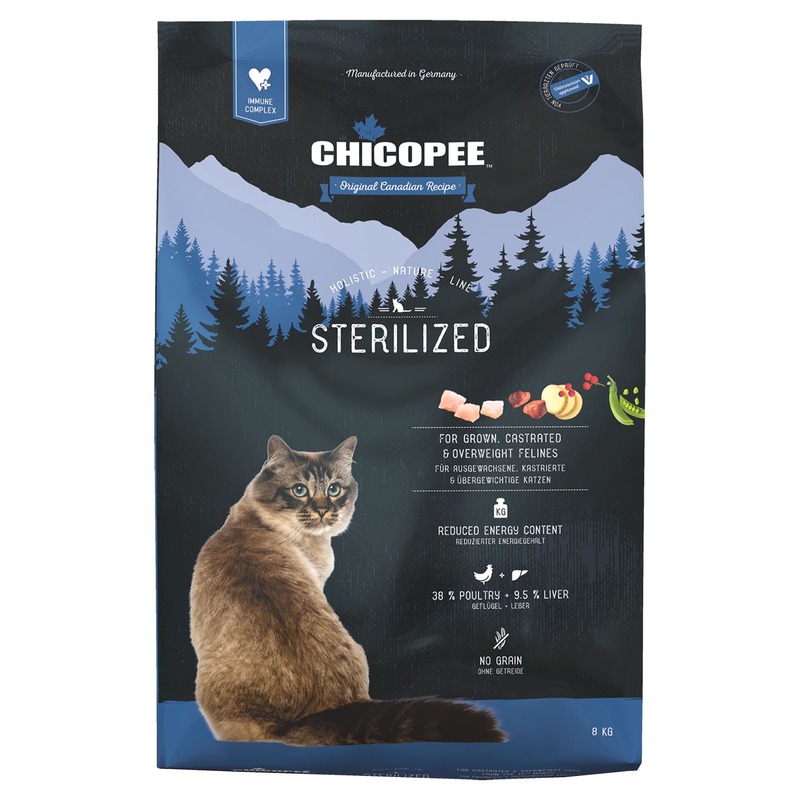 Chicopee HNL Cat Sterilized сухой корм для стерилизованных кошек chicopee chicopee hnl cat no grain сухой беззерновой корм для кошек с чувствительным пищеварением
