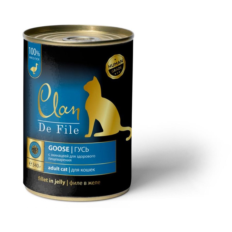 Clan De File полнорационный влажный корм для кошек, с гусем, кусочки в желе, в консервах - 340 г 41363