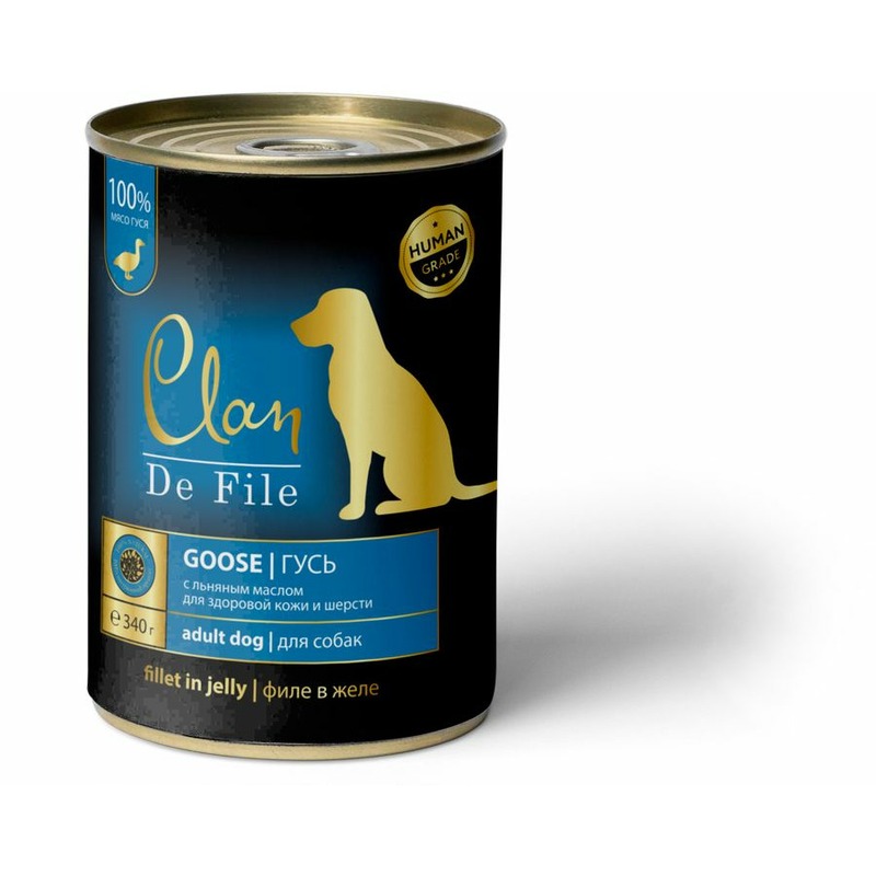 Clan De File полнорационный влажный корм для собак, с гусем, кусочки в желе, в консервах - 340 г 41369