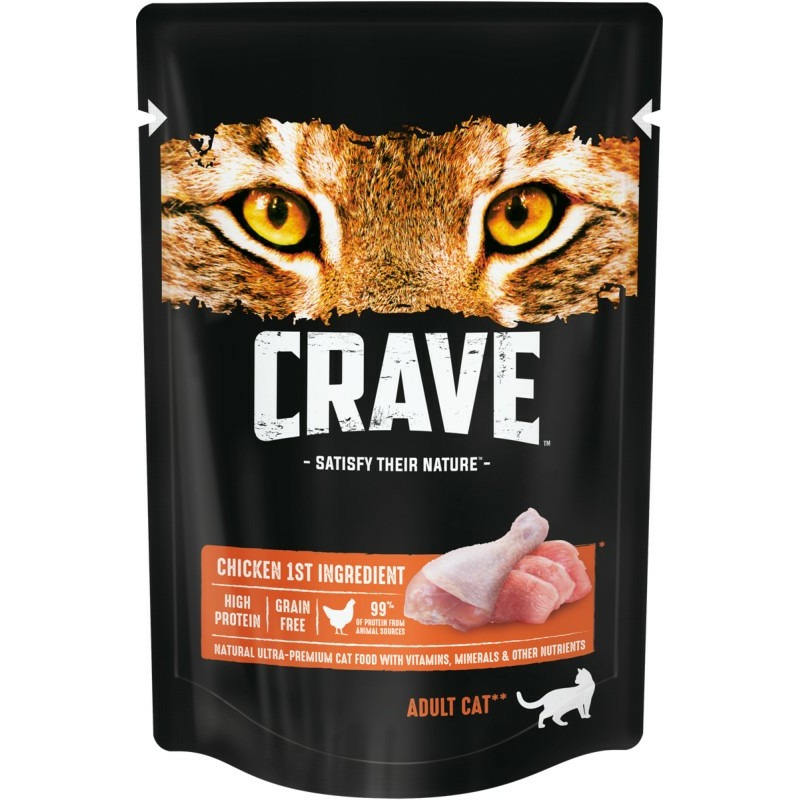Crave Crave полнорационный влажный корм для кошек, с курицей, кусочки в желе, в паучах - 70 г