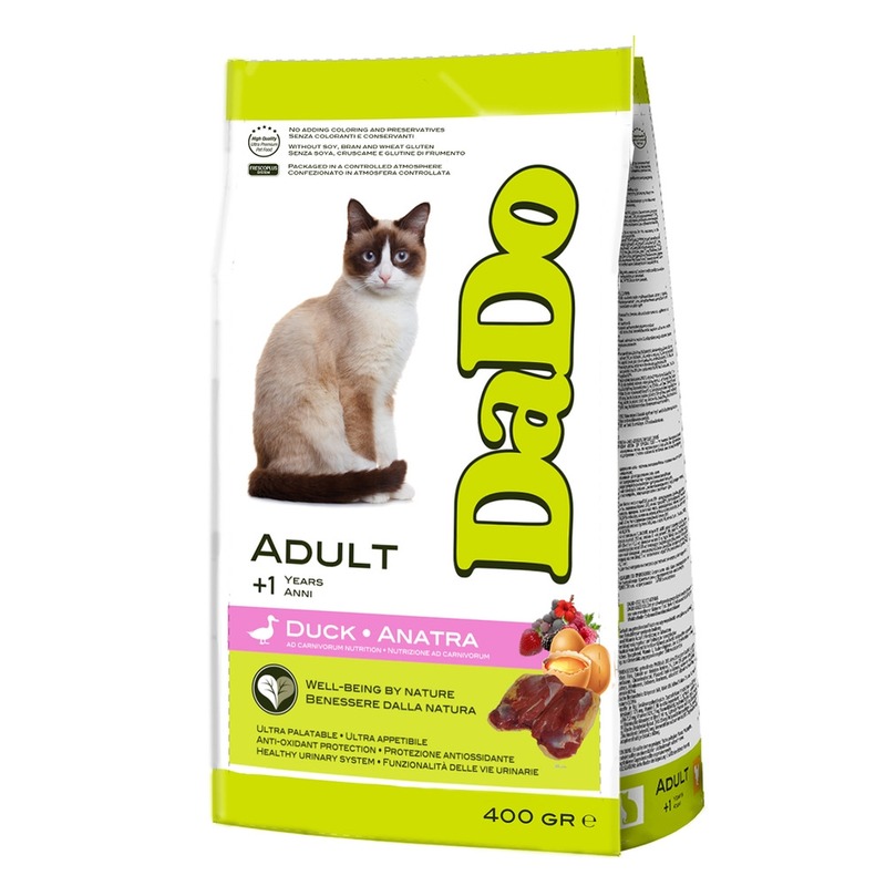 цена Dado Cat Adult Duck сухой корм для кошек, с уткой - 400 г