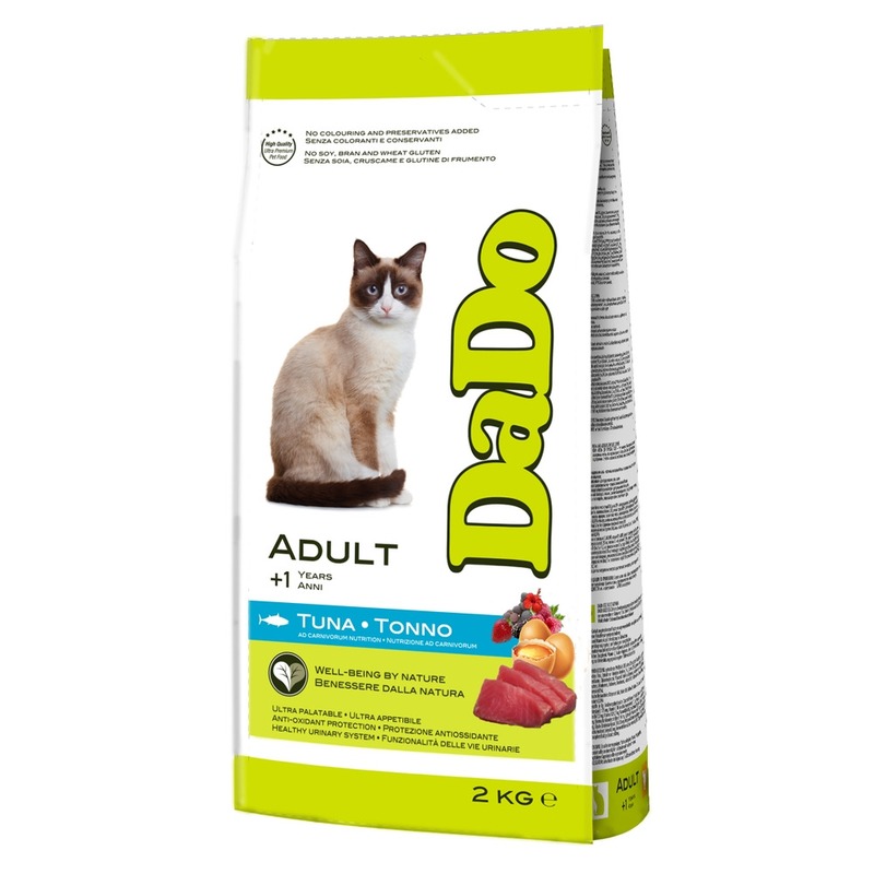 Dado Cat Adult Tuna корм для кошек, с тунцом - 2 кг сухой корм для кошек dado с курицей с тунцом 400 г
