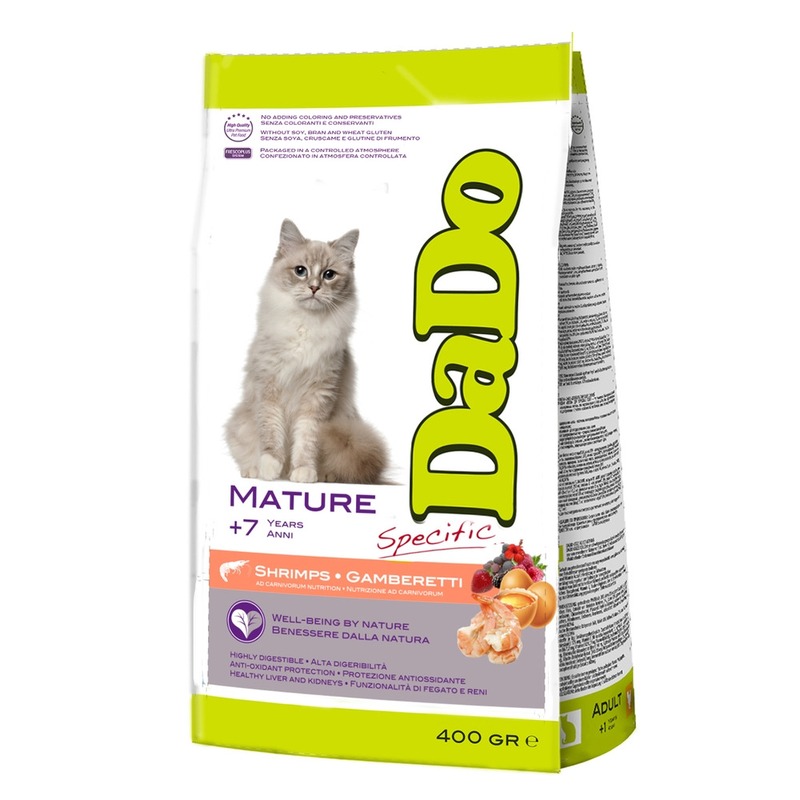 цена Dado Cat Mature Shrimps корм для пожилых кошек, с креветками - 400 г