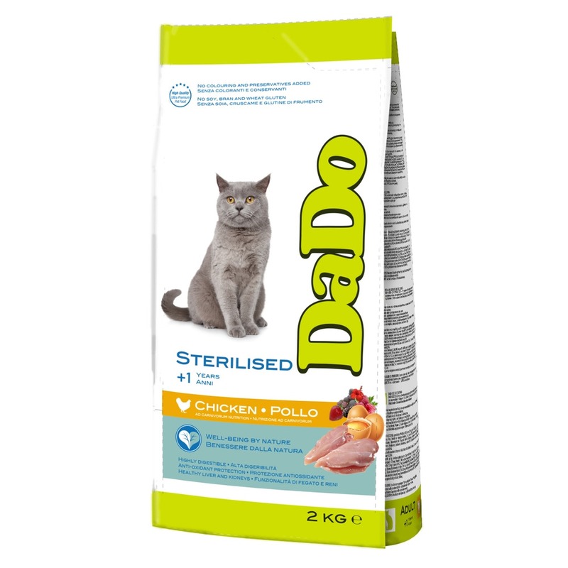 Dado Cat Sterilised Chicken корм для стерилизованных кошек, с курицей - 2 кг dado cat adult prosciutto ham корм для кошек с ветчиной прошутто 400 г