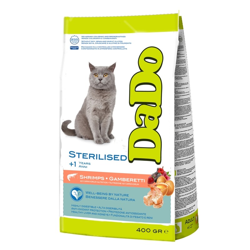 Dado Cat Sterilised Shrimps корм для стерилизованных кошек, с креветками - 400 г dado cat sterilised salmon корм для стерилизованных кошек с лососем 400 г