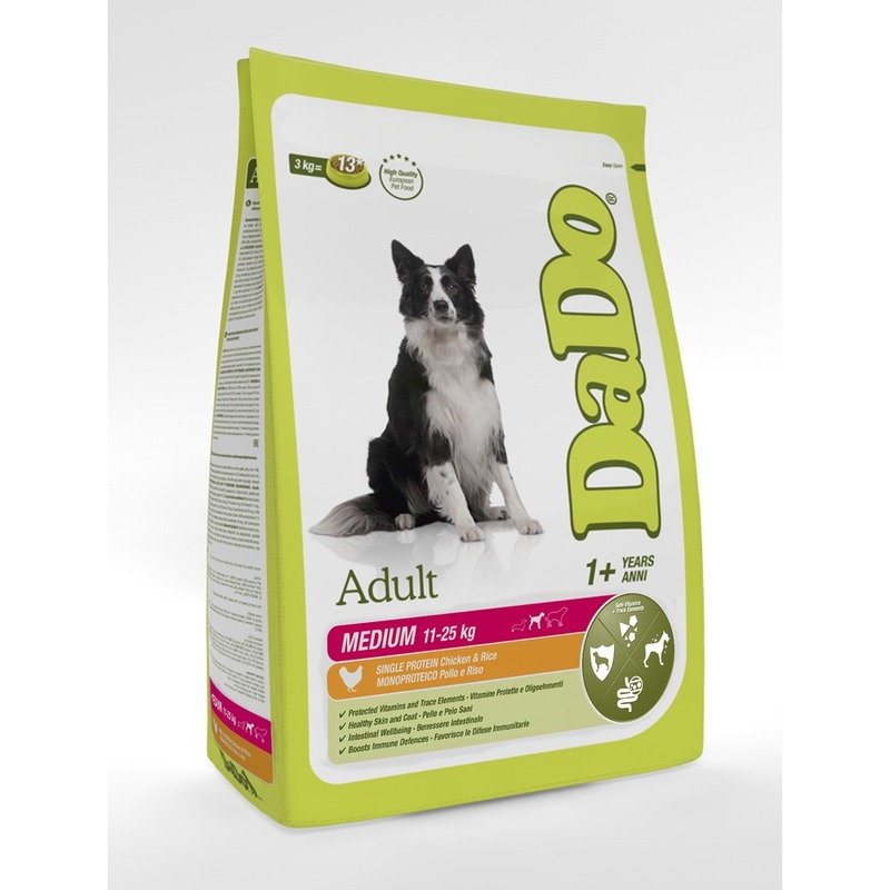 Dado Dog Adult Medium Chicken & Rice монобелковый корм для собак средних пород, с курицей и рисом - 3 кг