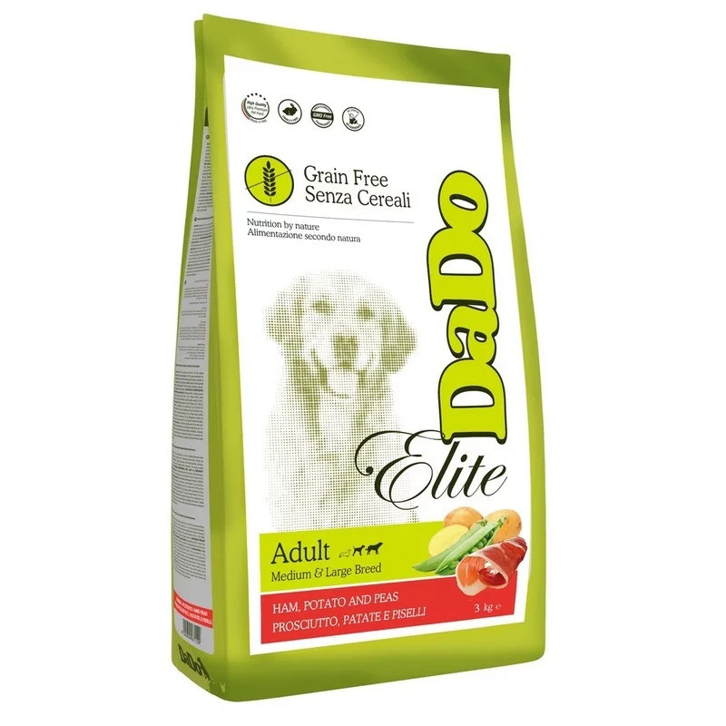 

Dado Dog Elite Adult Medium & Large Breed Ham, Potato & Peas Grain Free беззерновой корм для собак средних и крупных пород, с ветчиной, картофелем и горохом - 3 кг супер премиум беззерновые для взрослых с ветчиной  мешок Италия 1 уп