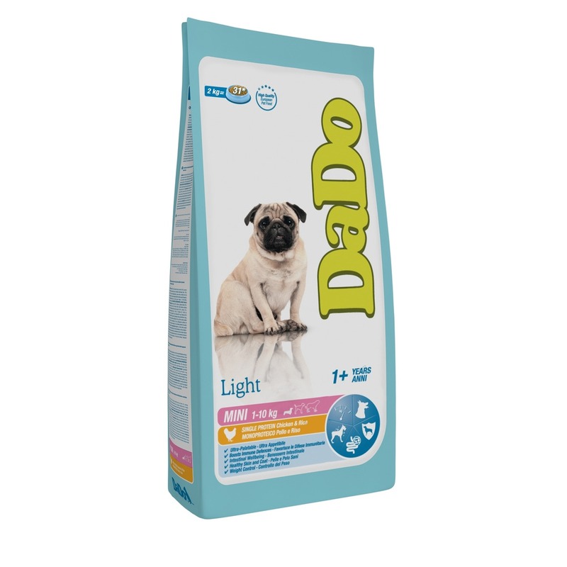 цена Dado Dog Light Mini Chicken & Rice монобелковый корм для собак мелких пород, склонных к излишнему весу, с курицей и рисом - 2 кг