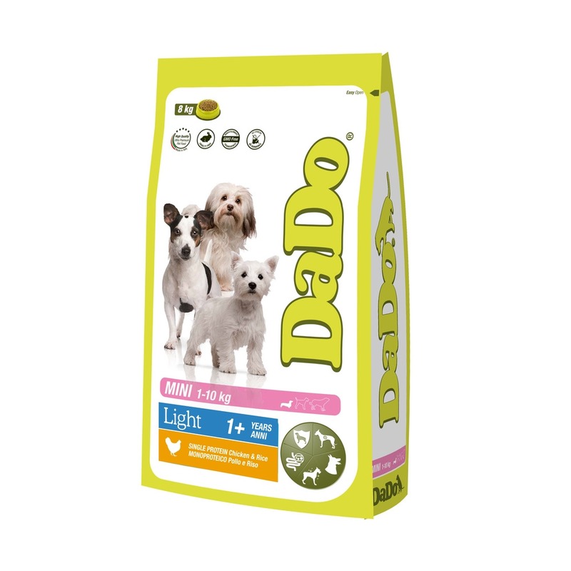 цена Dado Dog Light Mini Chicken & Rice монобелковый корм для собак мелких пород, склонных к излишнему весу, с курицей и рисом