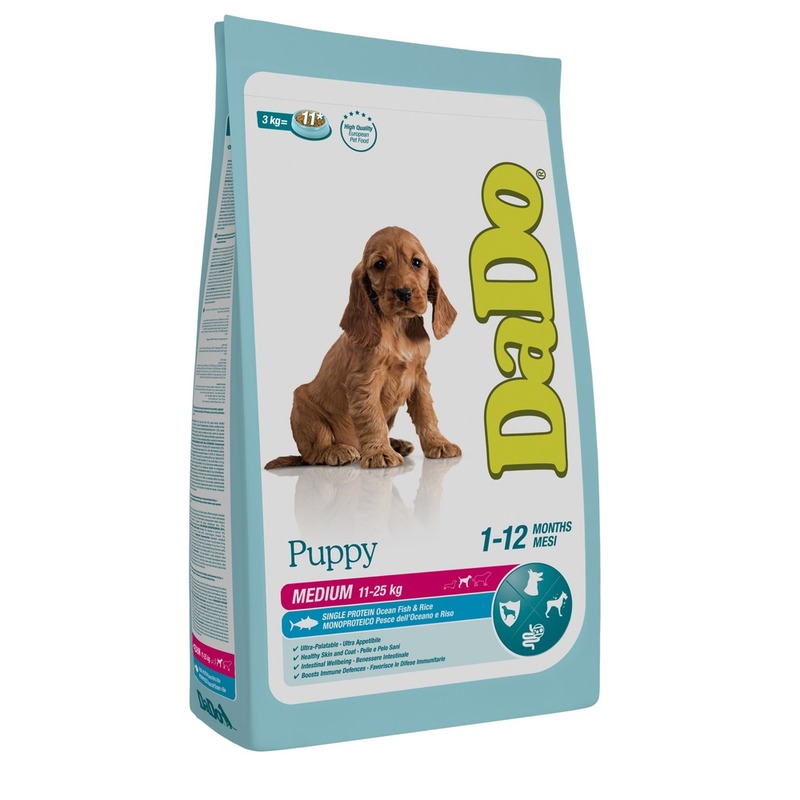 цена Dado Dog Puppy Medium Ocean Fish & Rice монобелковый корм для щенков средних пород, с рыбой и рисом - 3 кг