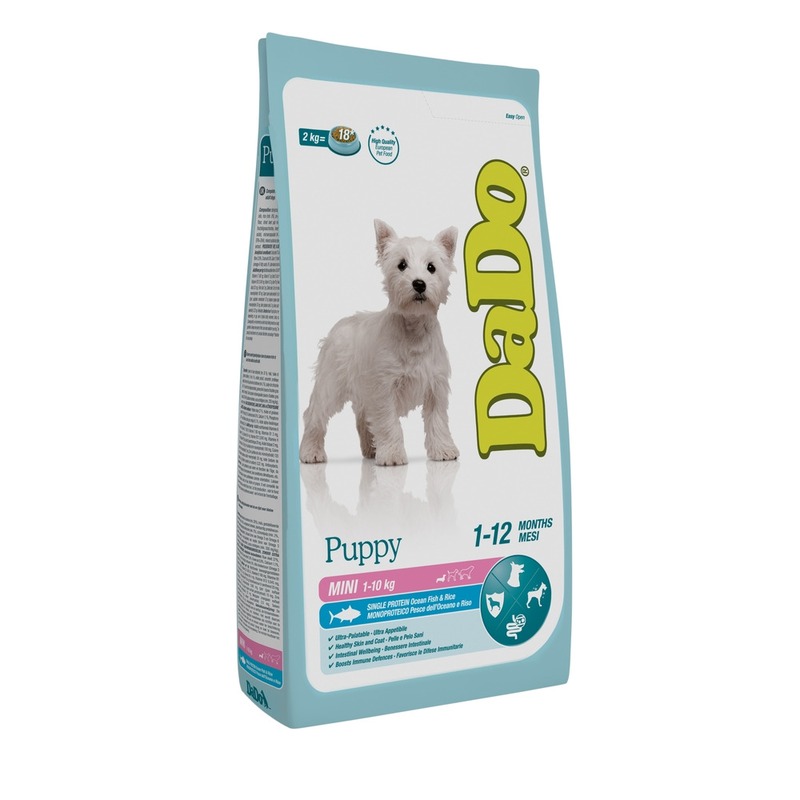 цена Dado Dog Puppy Mini Ocean Fish & Rice монобелковый корм для щенков мелких пород, с рыбой и рисом - 2 кг