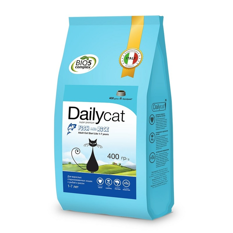 Dailycat Adult Steri Lite Fish and Rice сухой корм для стерилизованных кошек, с рыбой и рисом - 400 г