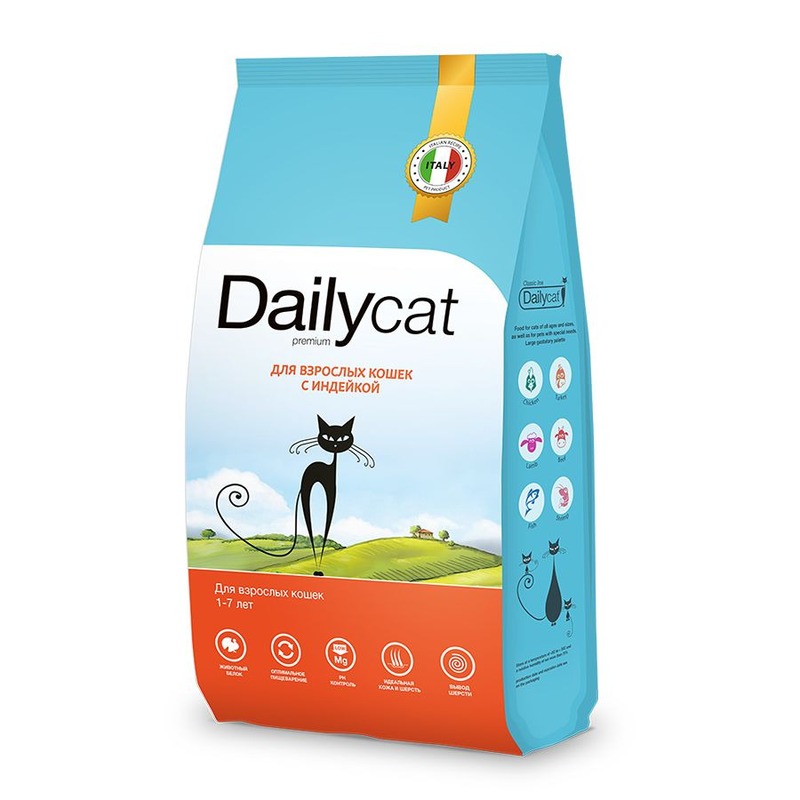 Dailycat Classic line сухой корм для взрослых кошек, с индейкой - 0,4 кг премиум для взрослых с индейкой для всех пород мешок Россия 1 уп. х 1 шт. х 0.4 кг, размер Для всех пород