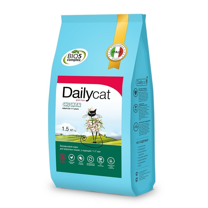 Dailycat Grain Free Adult сухой беззерновой корм для взрослых кошек с курицей - 1,5 кг