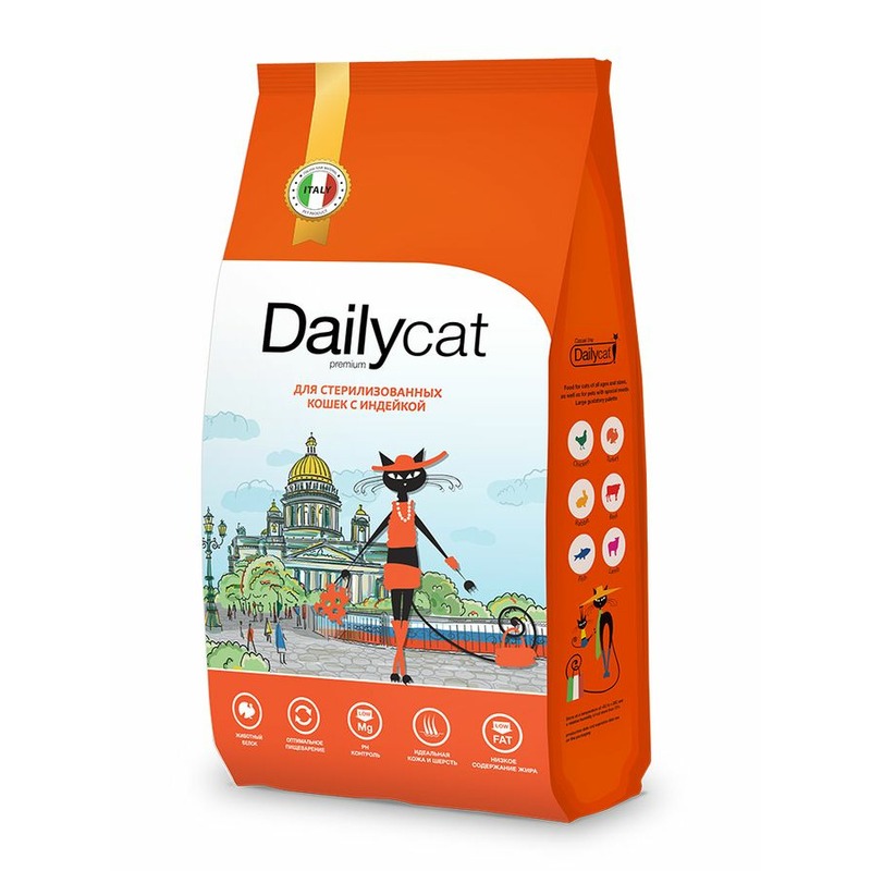Dailycat Сasual Line сухой корм для стерилизованных кошек, с индейкой - 1,5 кг