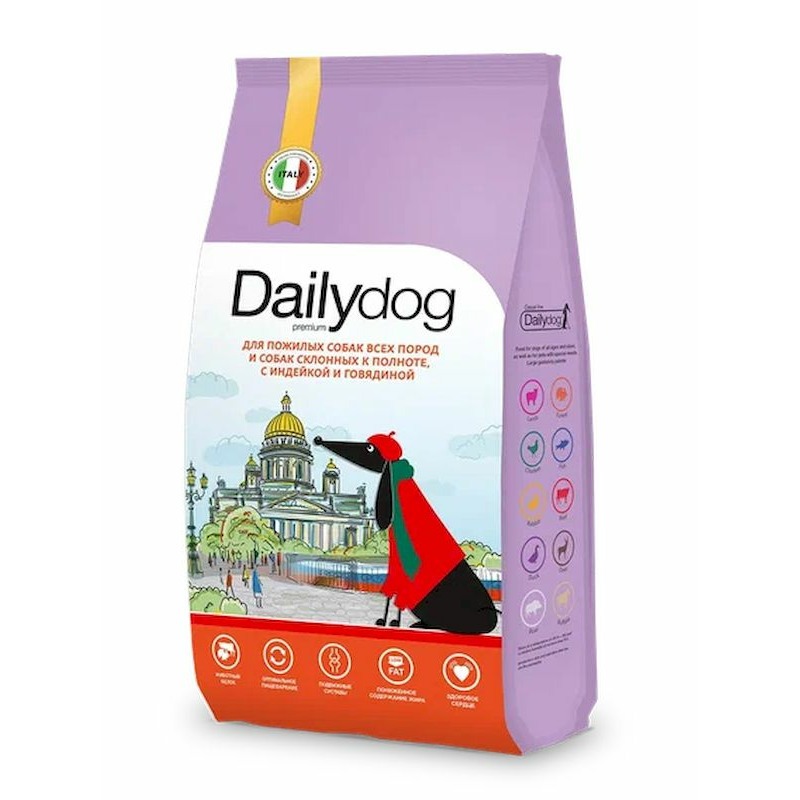 Dailydog casual line сухой корм для пожилых собак и собак склонных к полноте, с индейкой и говядиной - 12 кг, размер Для всех пород 051ДДк12GKZ - фото 1
