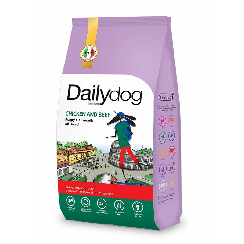 Dailydog Casual Line сухой корм для щенков, с индейкой и говядиной - 12 кг влажный корм для щенков трапеза с говядиной и индейкой 350 г