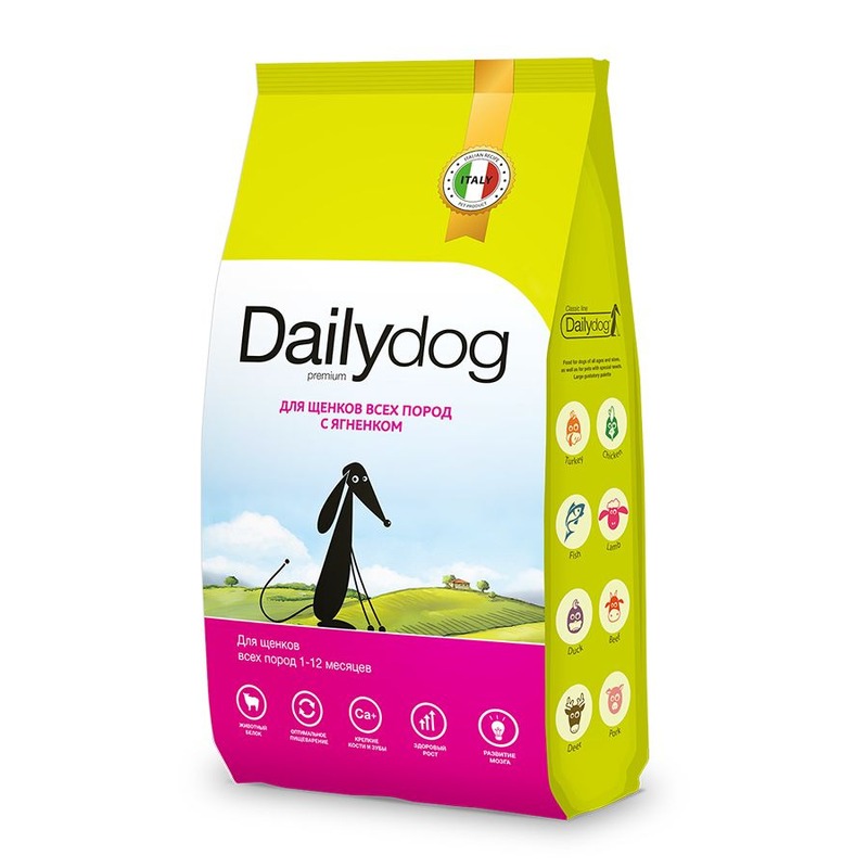Dailydog Classic line сухой корм для щенков всех пород, с ягненком - 12 кг премиум для щенков с ягненком мешок Россия 1 уп. х 1 шт. х 12 кг