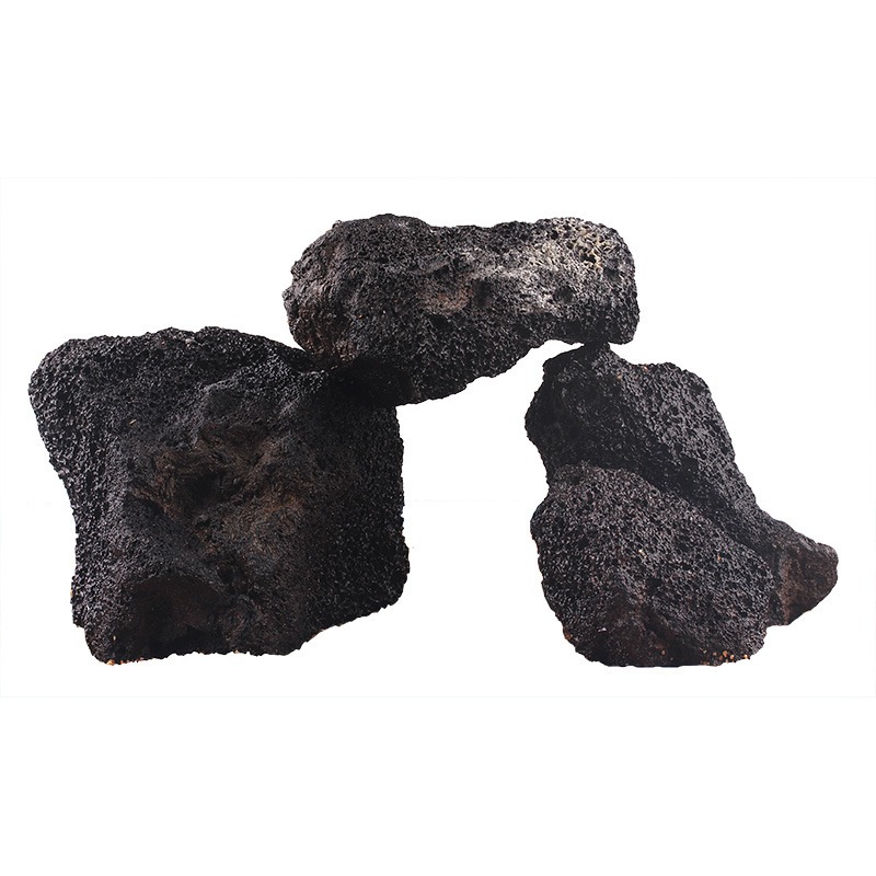 PrimeZoo Декорация для аквариума природная PRIME Черный вулканический камень М 10-20 см