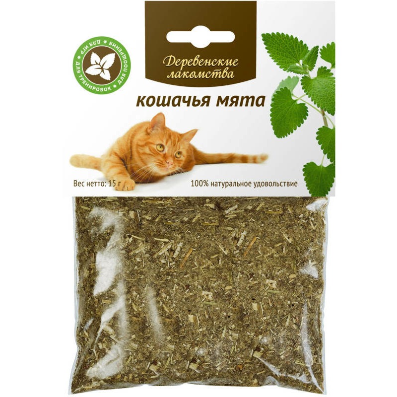 цена Деревенские лакомства лакомство для кошек, кошачья мята - 15 г