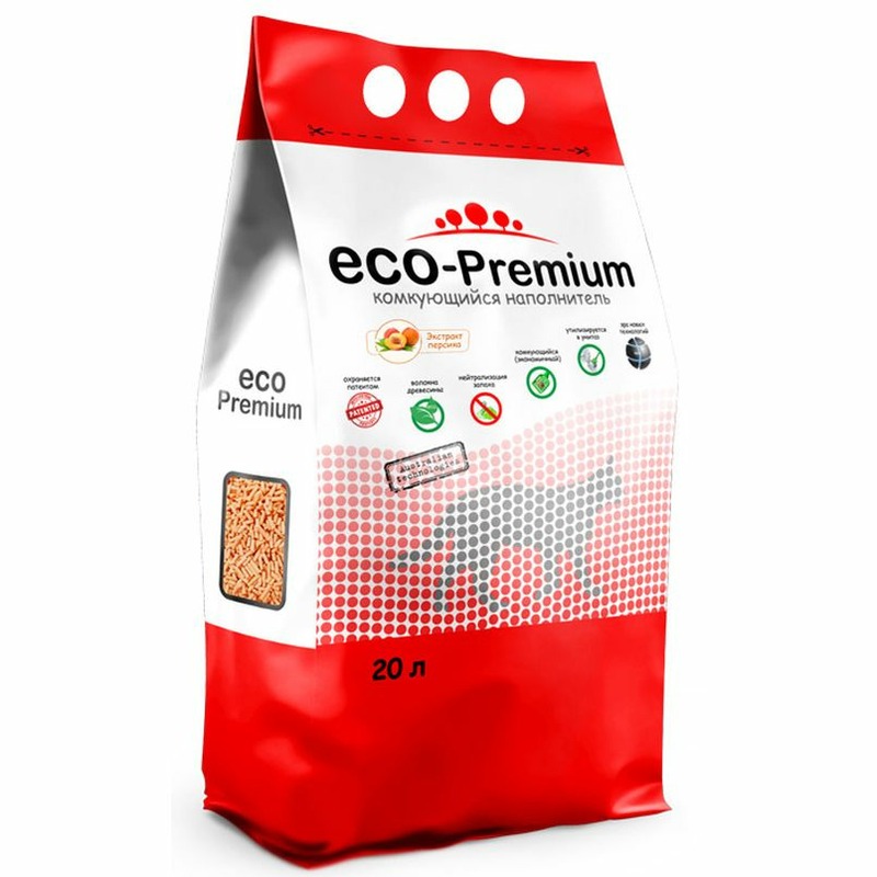 ECO-Premium ECO Premium Персик наполнитель для кошек любого возраста древесный комкующийся - 20 л комкующийся наполнитель древесный с запахом лаванды eco premium фиолетовый 1 9 кг 5 л