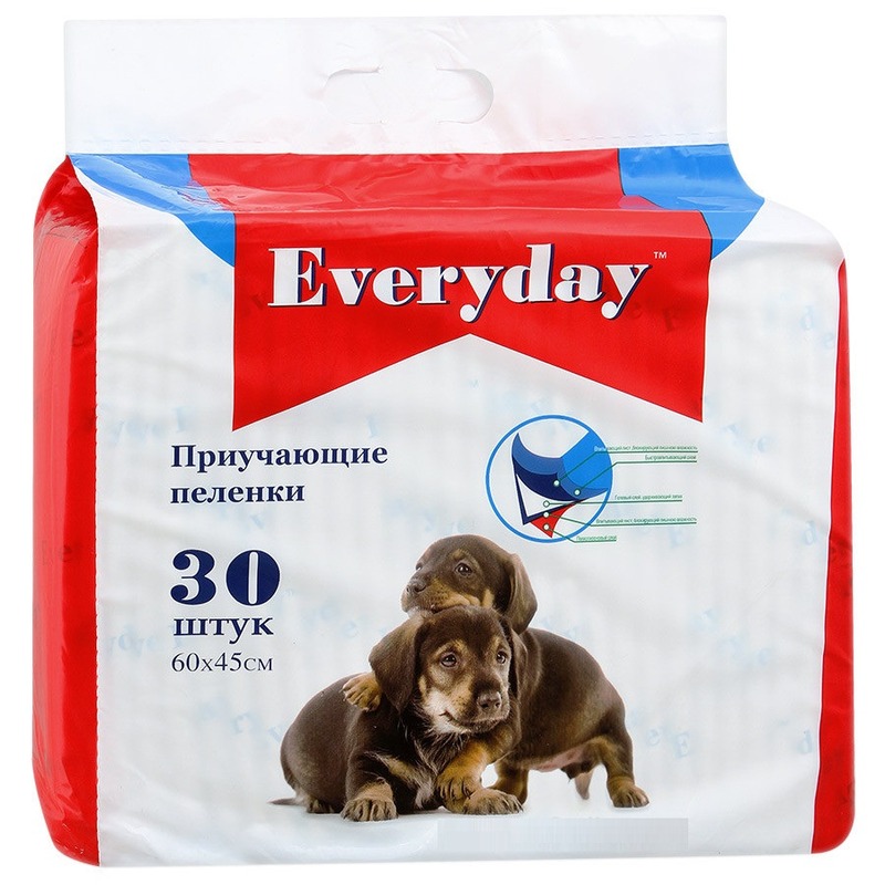Everyday впитывающие пеленки для животных 60 х 45 см everyday everyday впитывающие пеленки для животных гелевые 30 шт 500 г